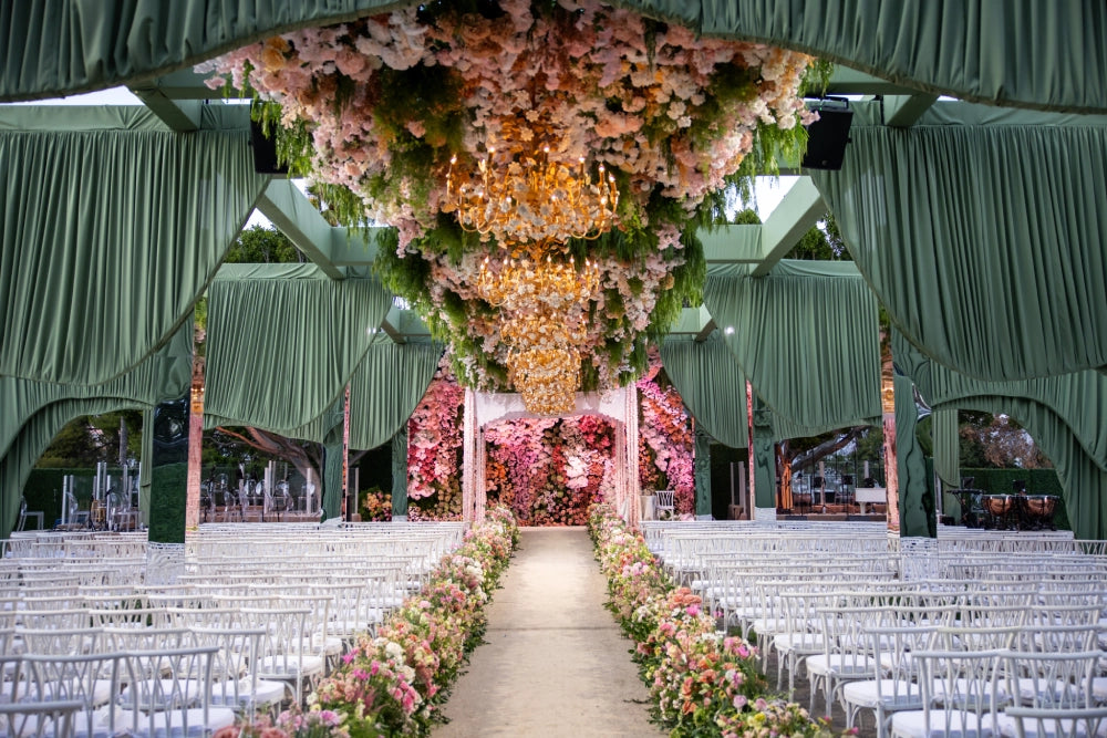 Garden ceremony aisle in full bloom