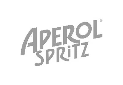 Aperol Spritz logo in gray on a white background