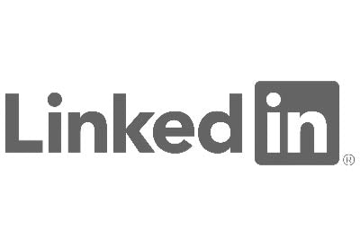 Black LinkedIn logo on a white background