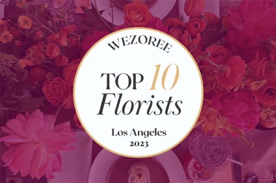 Wezoree Top 10 Florists Los Angeles 2023 logo with floral decorations